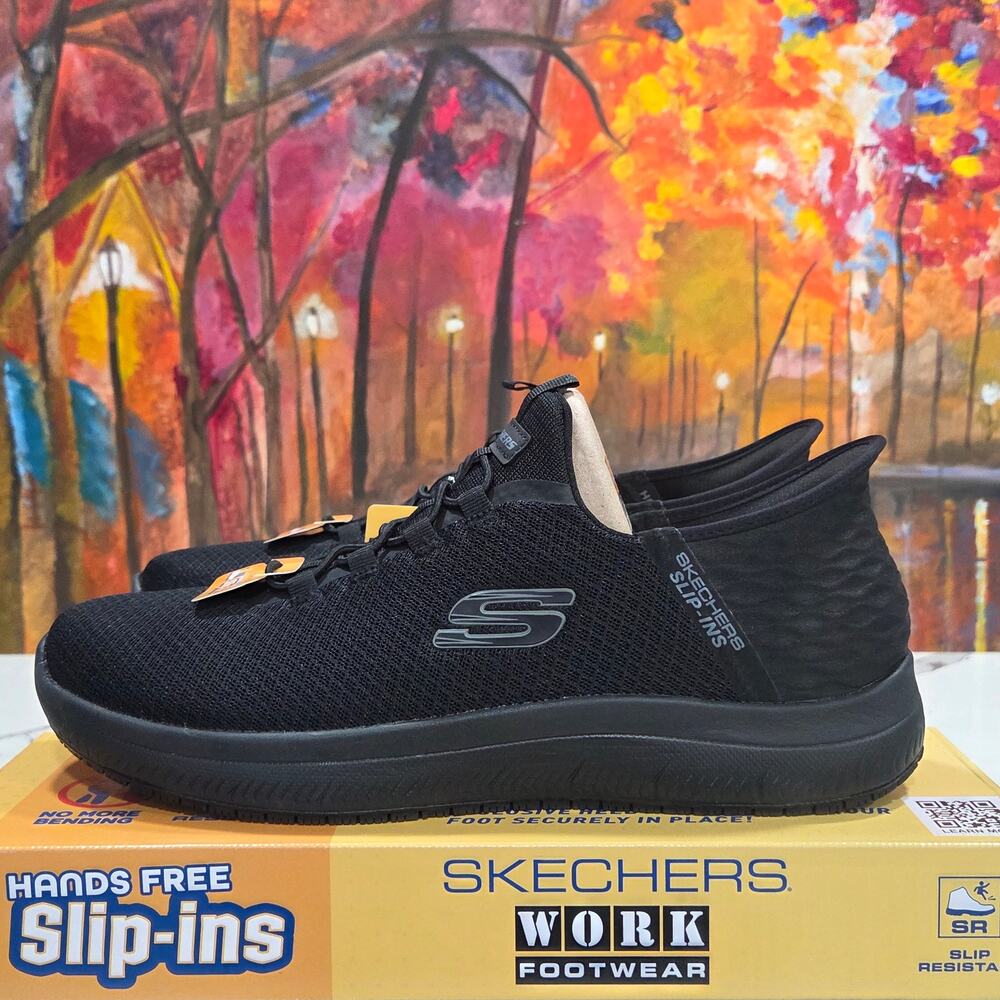 Skechers Slip Ins Summits SR Colsin Size 12 Triple Black 200205 BBK Ons - Picture 2 of 7